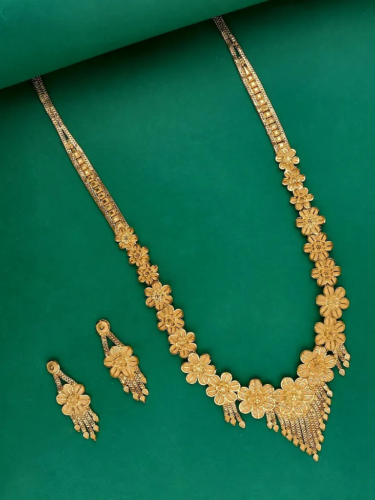Traditional Forming Gold Long Necklace Set - 2103A