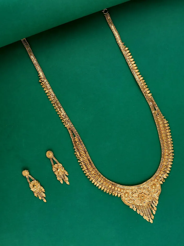 Traditional Forming Gold Long Necklace Set - 4338B