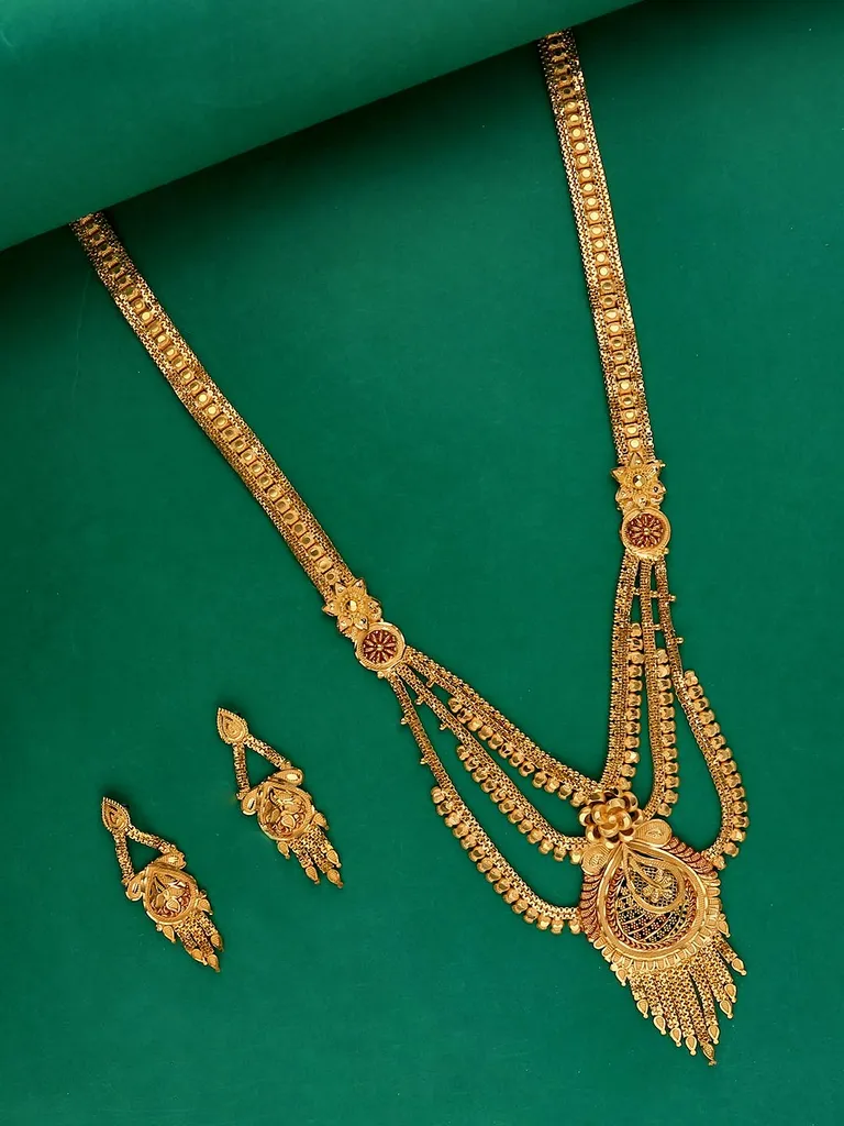 Traditional Forming Gold Long Necklace Set - 4318A