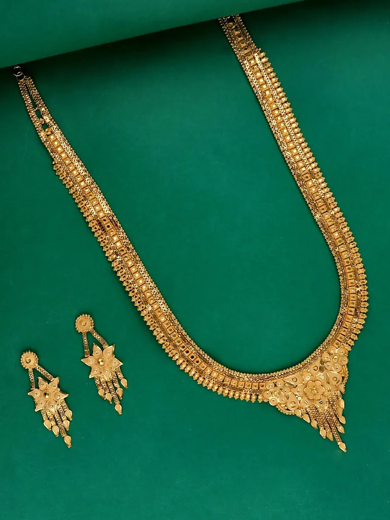 Traditional Forming Gold Long Necklace Set - 4337A