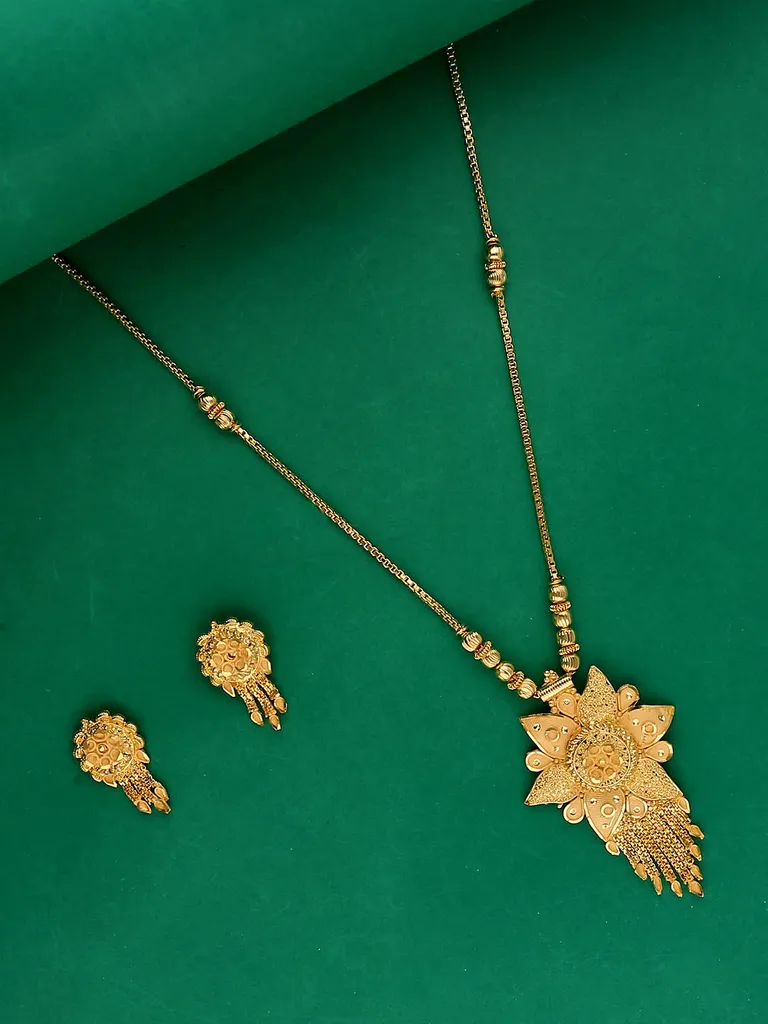 Traditional Forming Gold Long Necklace Set - 4346B