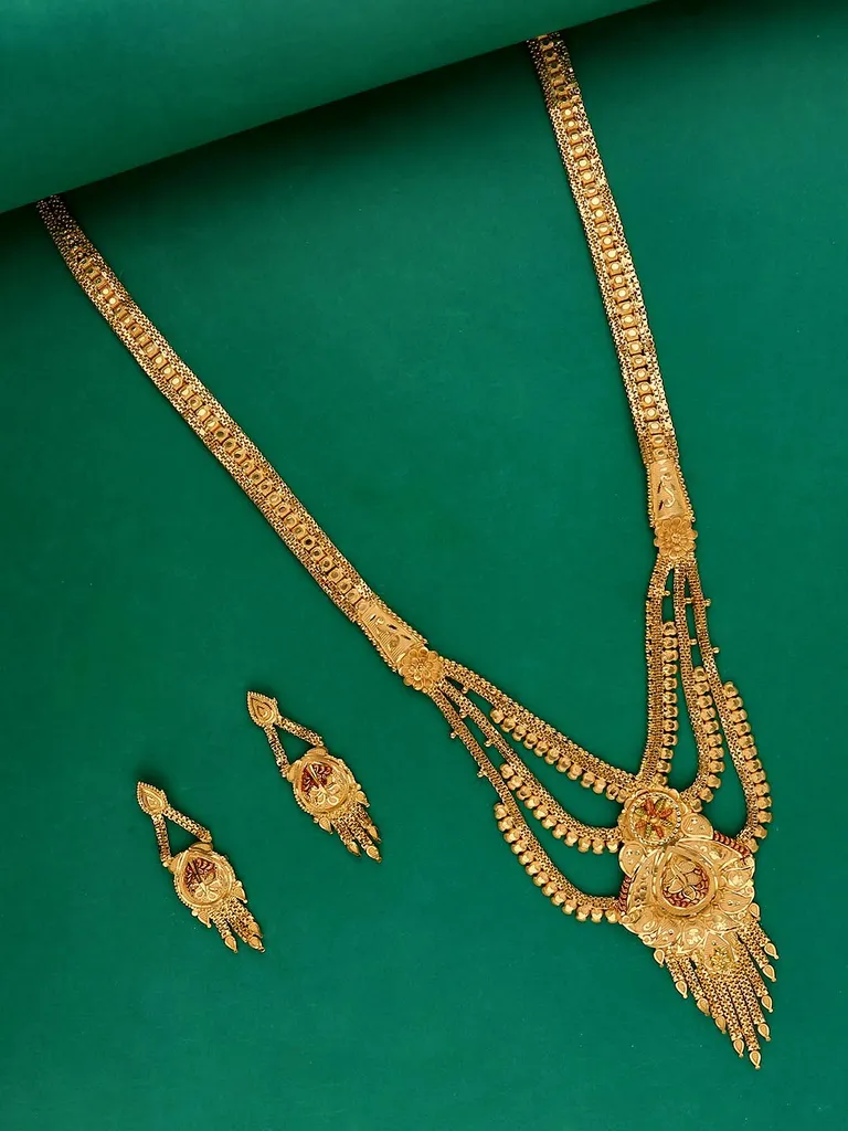 Traditional Forming Gold Long Necklace Set - 4318B