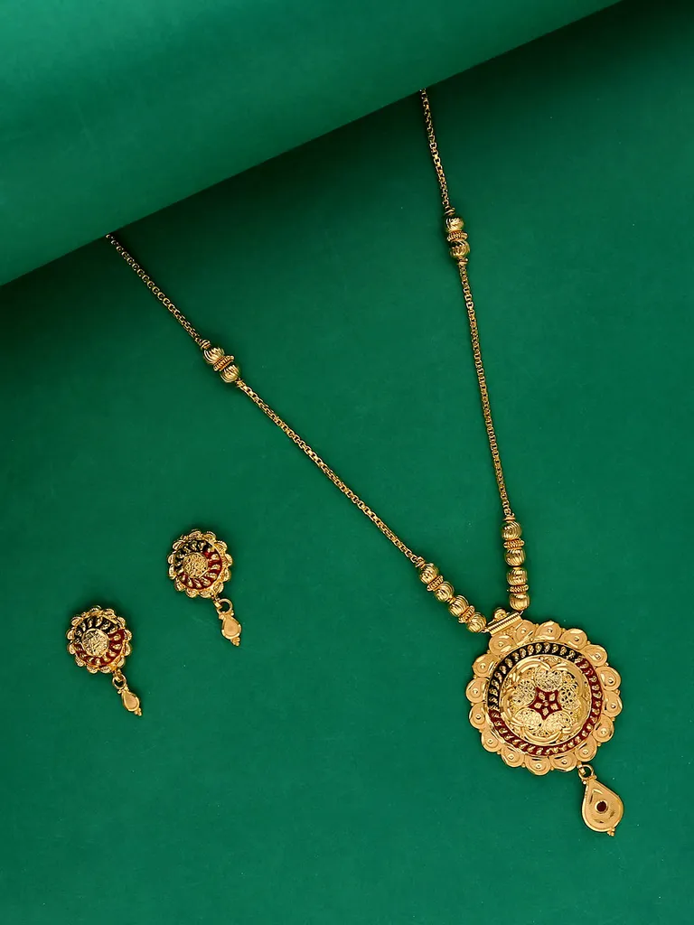 Traditional Forming Gold Long Necklace Set - 4346D