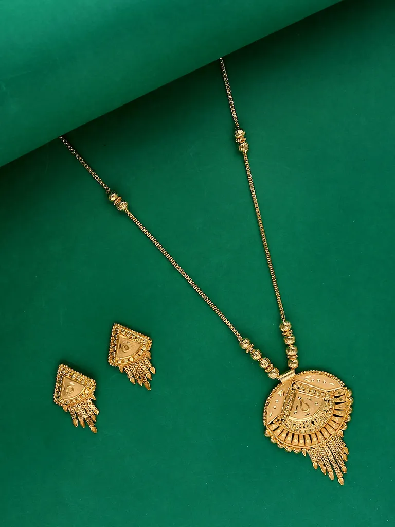 Traditional Forming Gold Long Necklace Set - 4346C