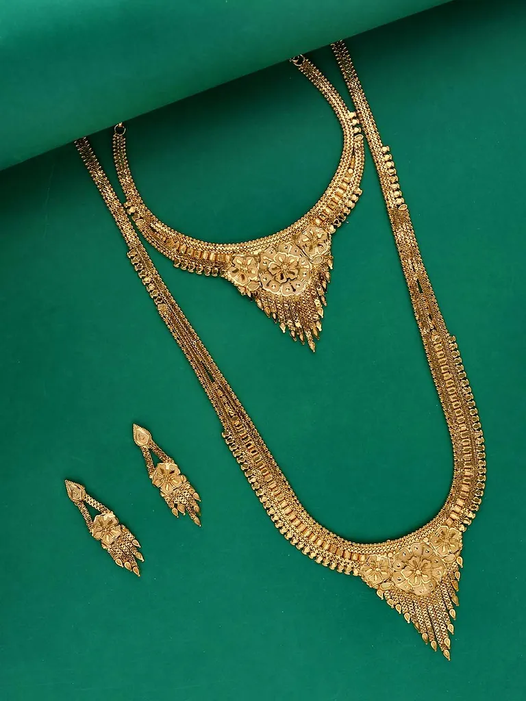 Forming Gold Short Necklace with Long Necklace Combo Set - 2176B