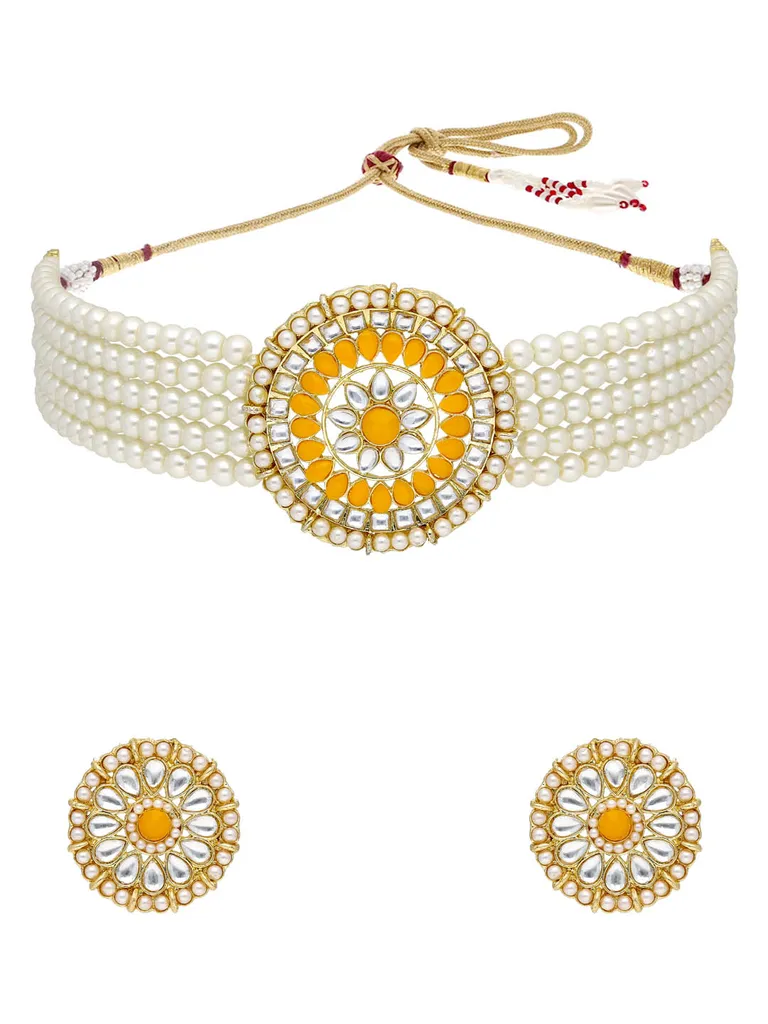 Pearl Choker Necklace Set in Gold finish - PR1204