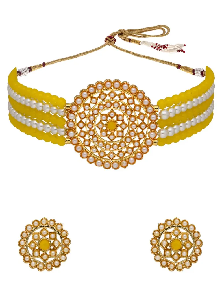 Traditional Choker Necklace Set in Gold finish - PR91C
