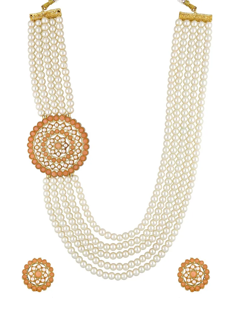 Pearl Long Necklace Set in Gold finish - PR92