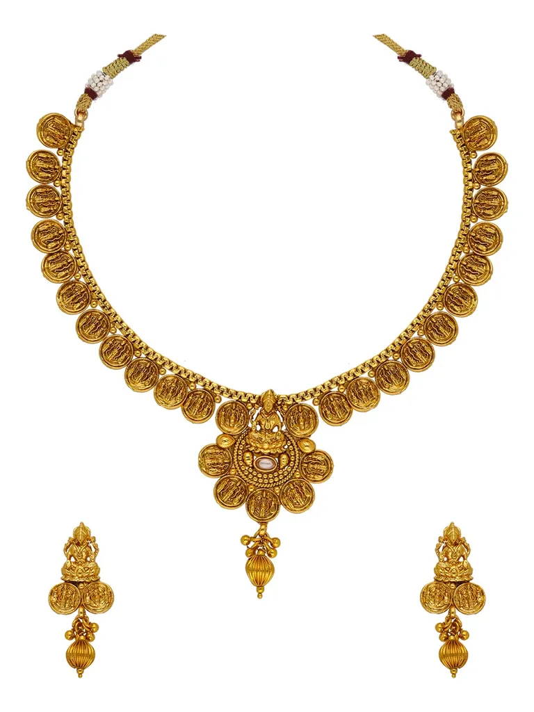Temple Necklace Set in Gold finish - AMN637