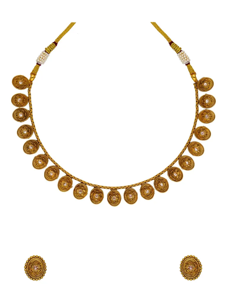 Antique Necklace Set in Gold finish - AMN639