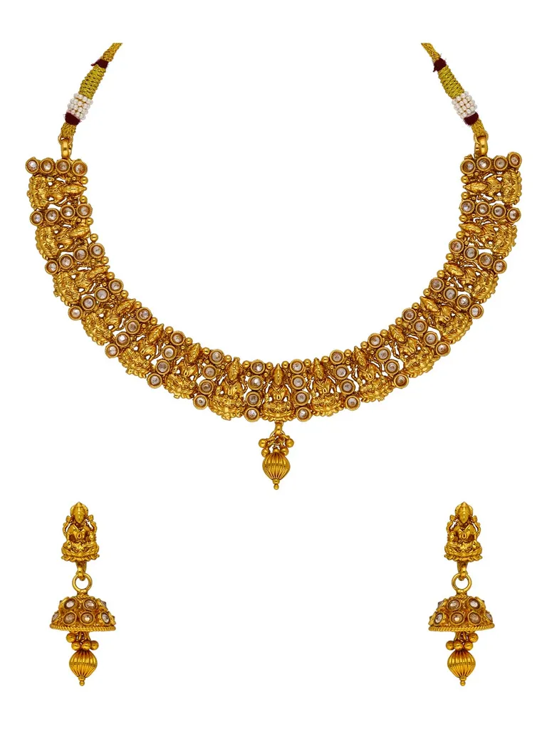 Temple Necklace Set in Gold finish - AMN642