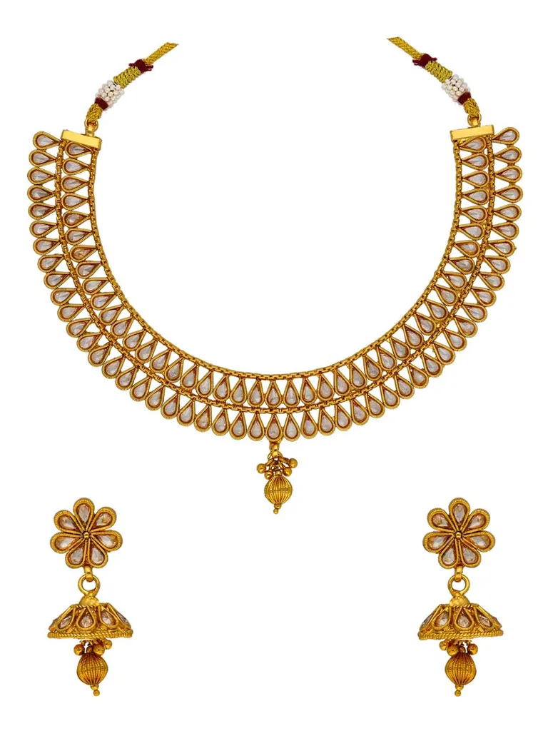 Reverse AD Necklace Set in Gold finish - AMN643