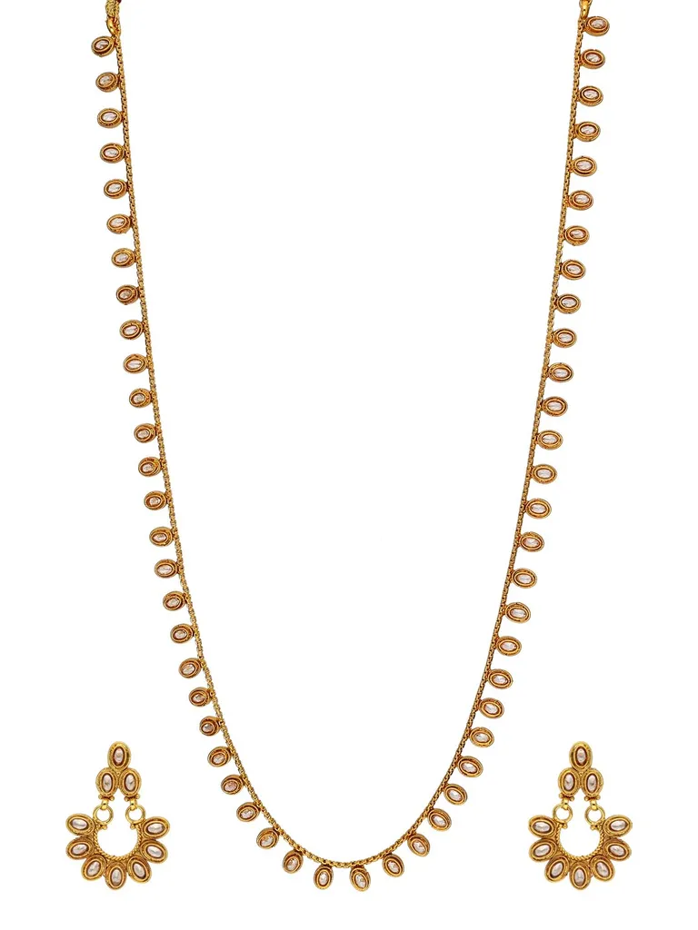 Reverse AD Long Necklace Set in Gold finish - AMN649