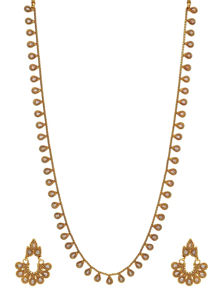 Reverse AD Long Necklace Set in Gold finish - AMN650