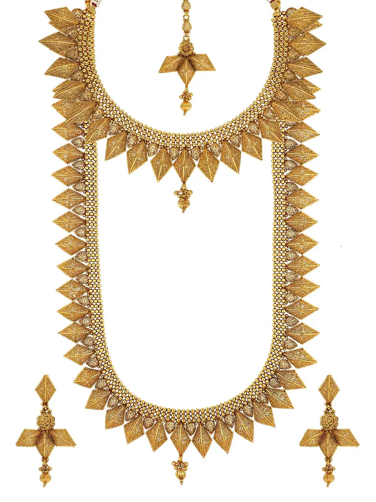 Antique Short Necklace with Long Haram Combo Set - AMN668