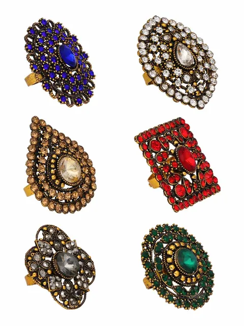 Finger Ring in Assorted color and Gold finish - KDF102