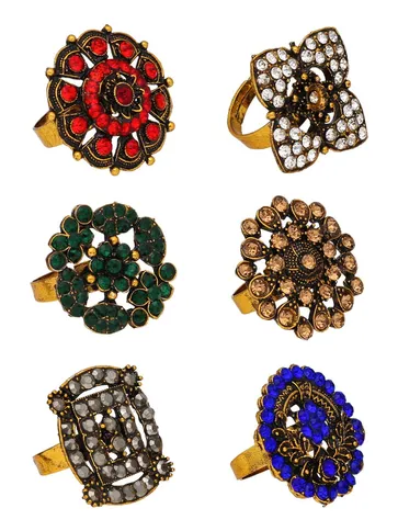 Finger Ring in Assorted color and Gold finish - KDF103