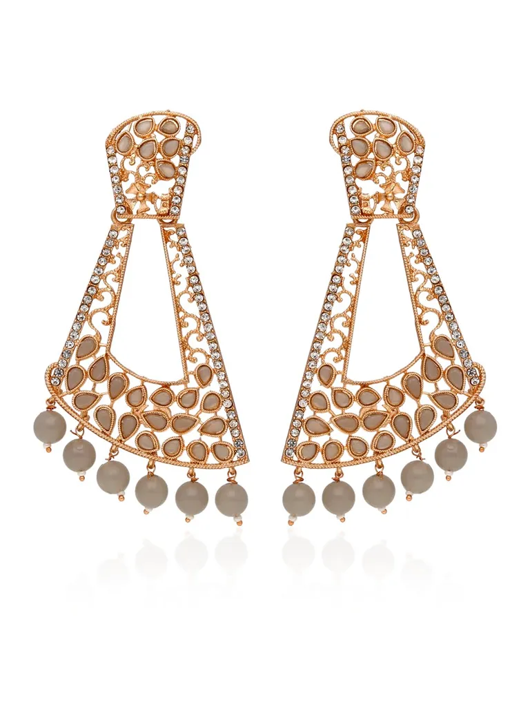 Traditional Long Earrings in Rose Gold finish - 581