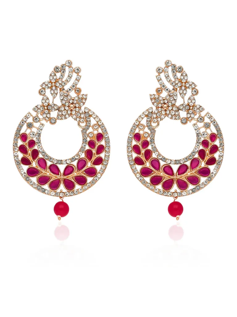 Traditional Chandbali Earrings in Rose Gold finish - 584