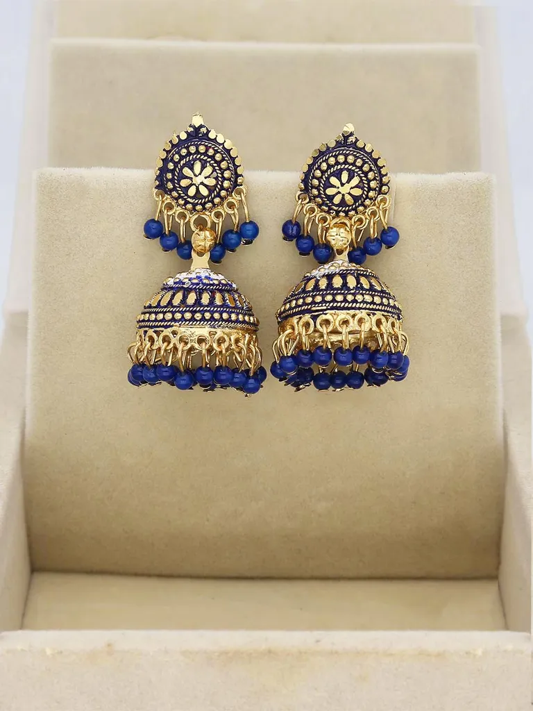 Meenakari Jhumka Earrings in Gold finish - 1479