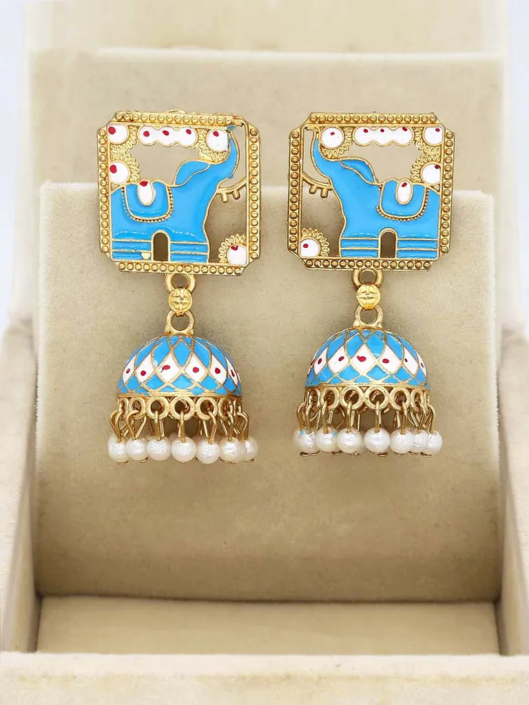 Meenakari Jhumka Earrings in Gold finish - 1643