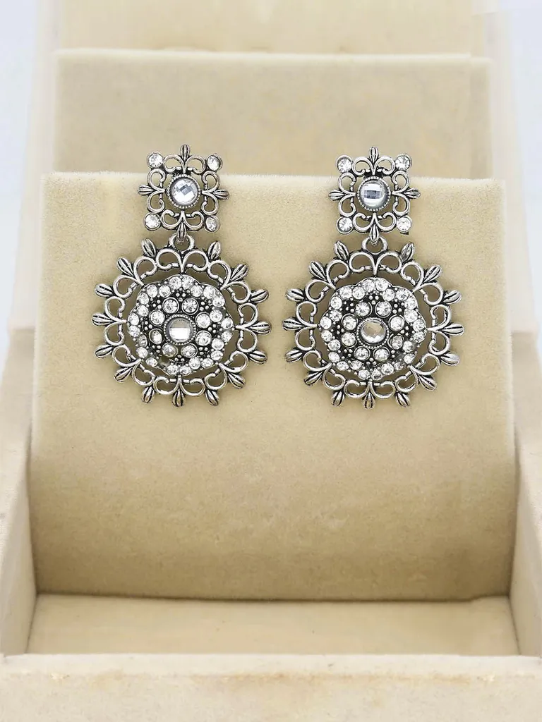 Jhumka Earrings in Oxidised Silver finish - 519-S