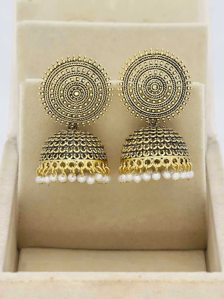 Jhumka Earrings in Oxidised Gold finish - 224-A