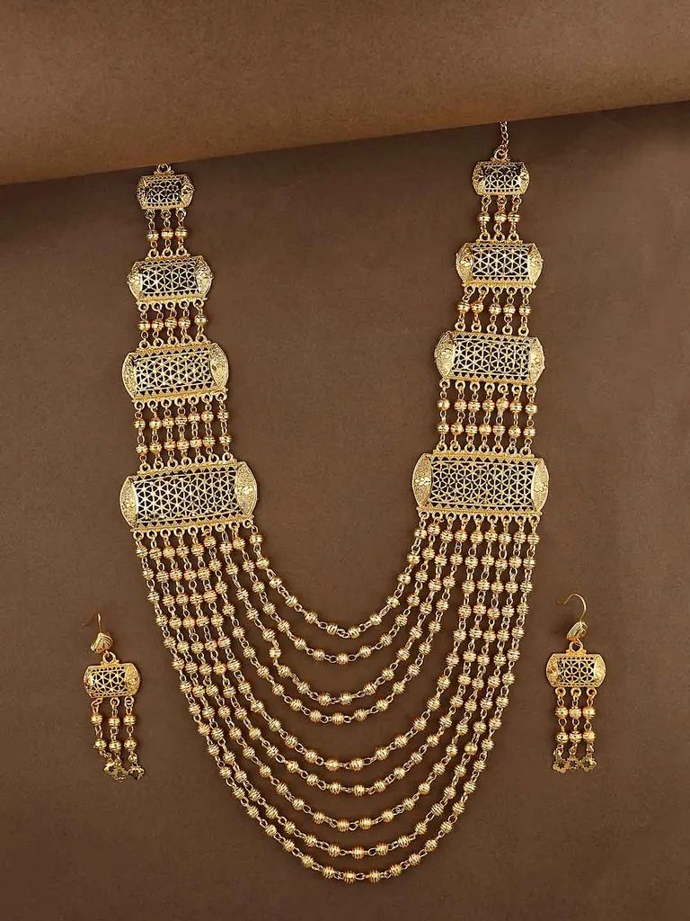 Traditional Forming Gold Long Necklace Set - 94