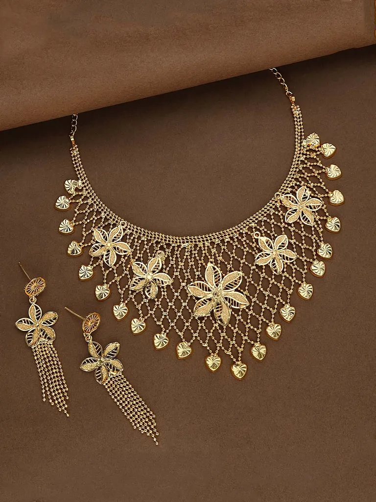 Traditional Forming Gold Necklace Set - 156