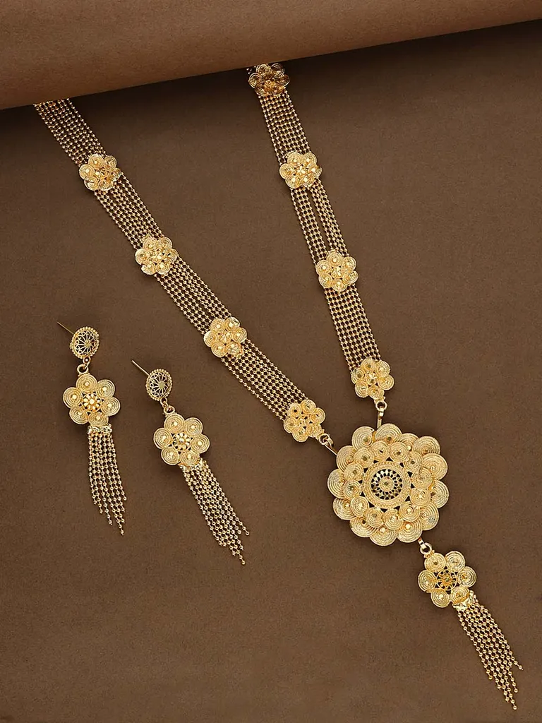 Traditional Forming Gold Long Necklace Set - 70