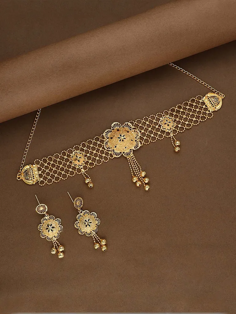 Traditional Forming Gold Choker Necklace Set - 280