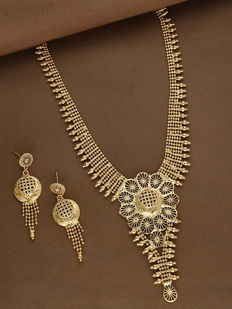 Traditional Forming Gold Long Necklace Set - Z-26