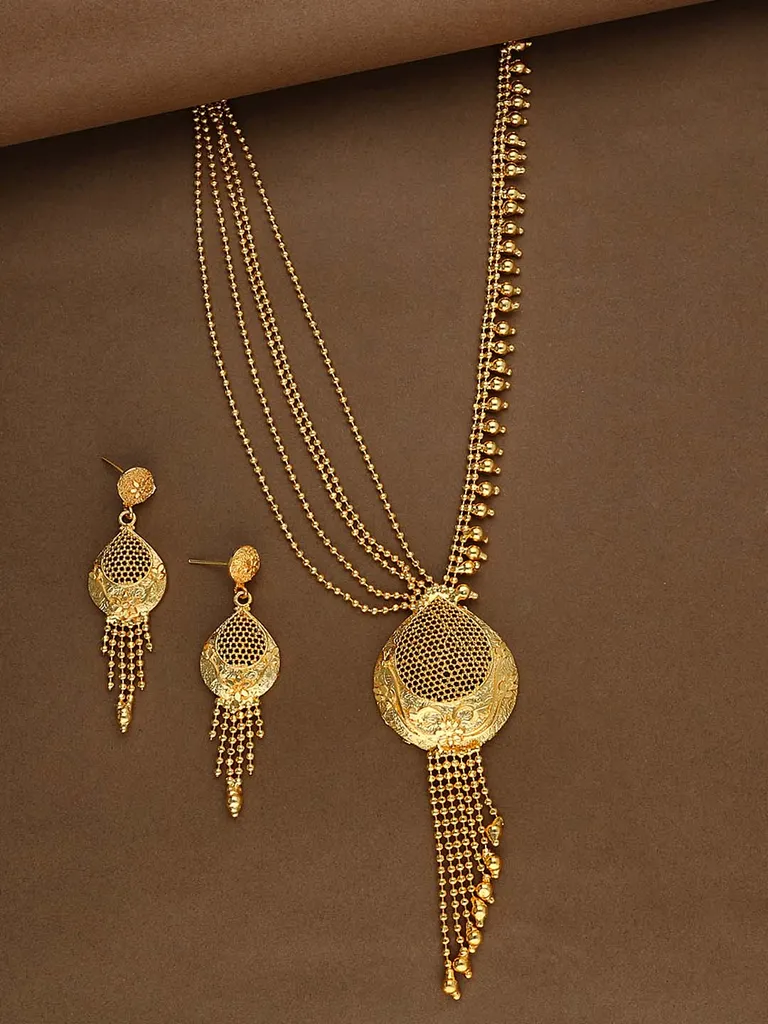 Traditional Forming Gold Long Necklace Set - Z-11