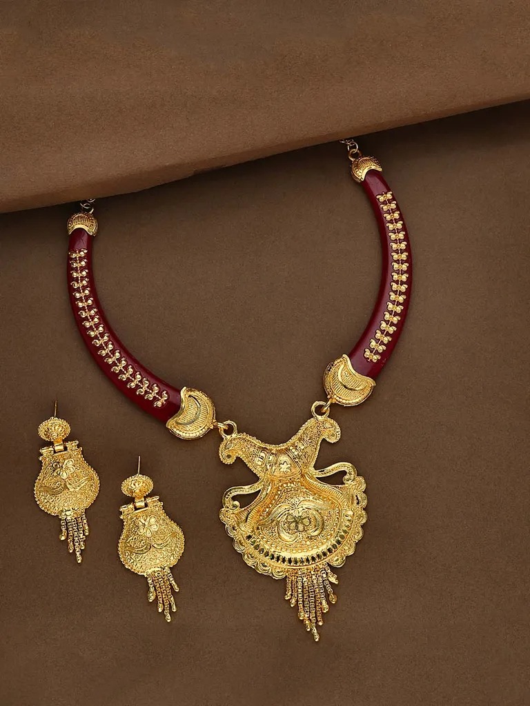 Traditional Forming Gold Necklace Set - 230