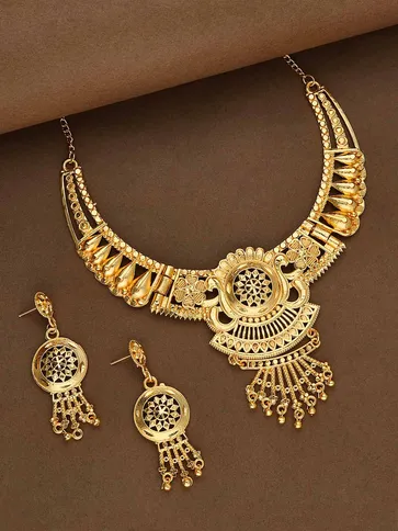 Traditional Forming Gold Necklace Set - 174