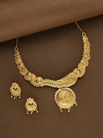 Traditional Forming Gold Necklace Set - 13