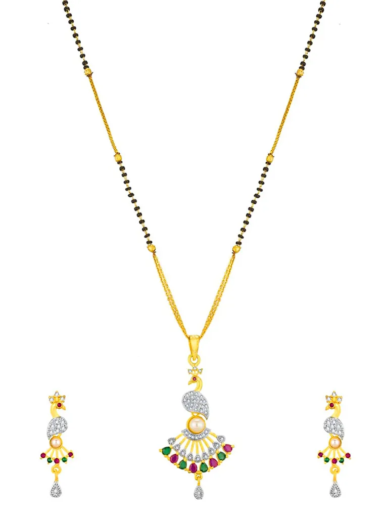 Peacock Single Line Mangalsutra in Two Tone finish - PS-7