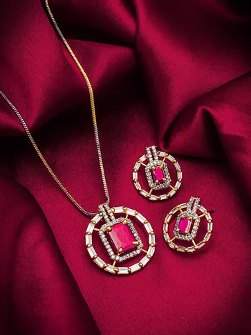 AD / CZ Pendant Set in Two Tone finish - PS-51