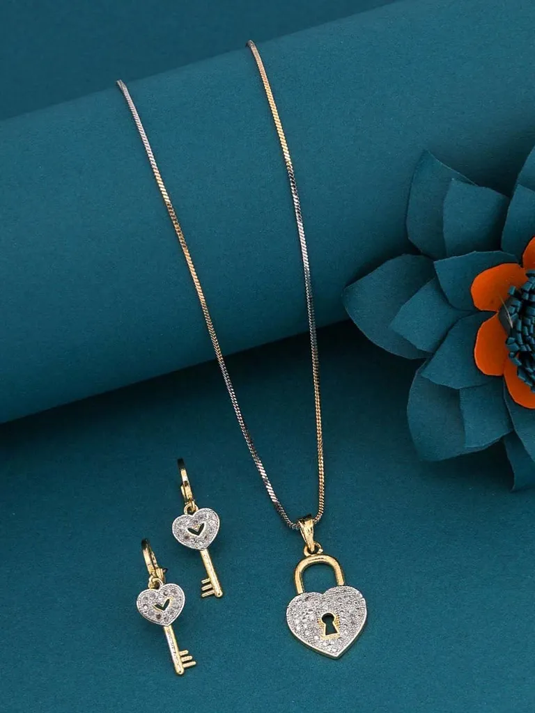 AD / CZ Pendant Set in Two Tone finish - PS-61