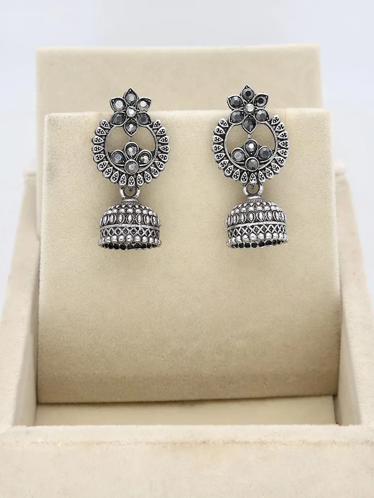 Jhumka Earrings in Oxidised Silver finish - PSR57