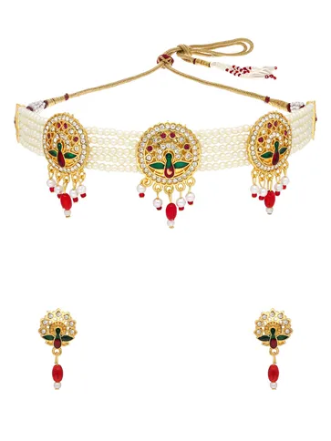 Peacock Choker Necklace Set in Gold finish- PSR137