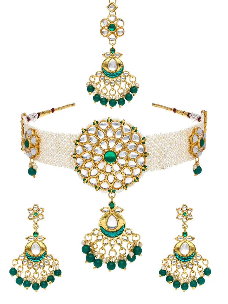 Kundan Choker Necklace Set in Gold finish - PSR139