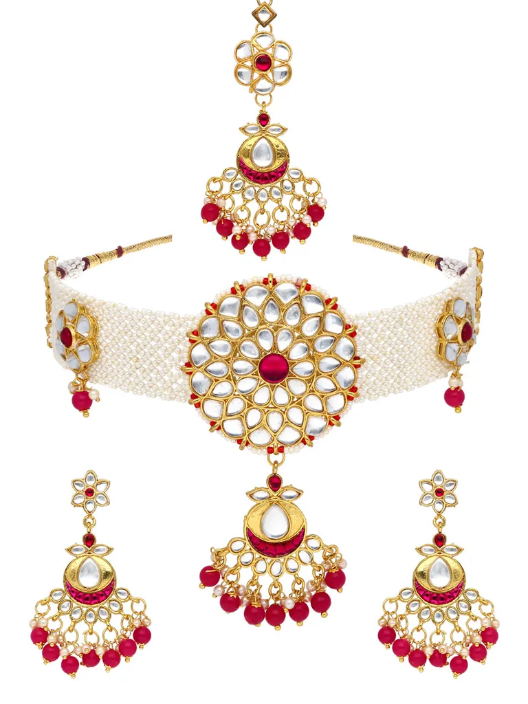 Kundan Choker Necklace Set in Gold finish - PSR140