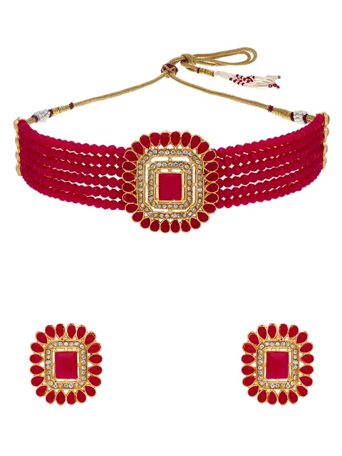 Traditional Choker Necklace Set in Gold finish - PSR68