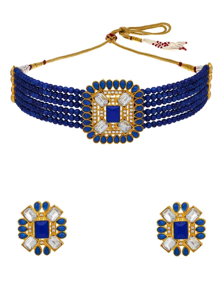 Traditional Choker Necklace Set in Gold finish - PSR79