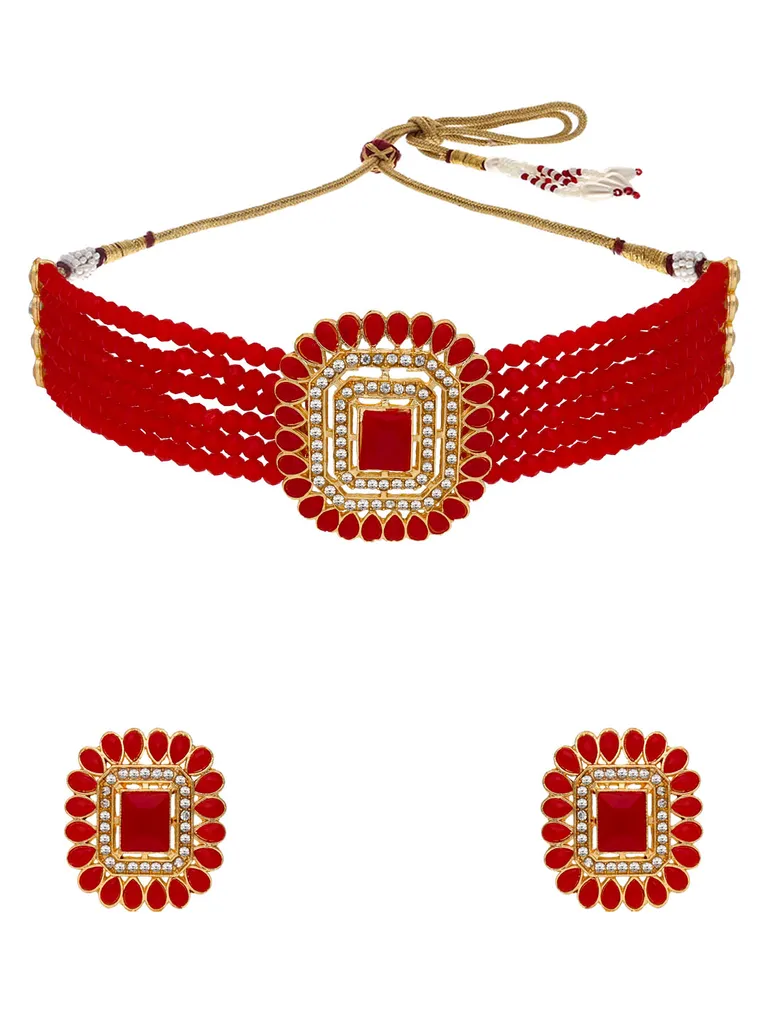 Traditional Choker Necklace Set in Gold finish - PSR77