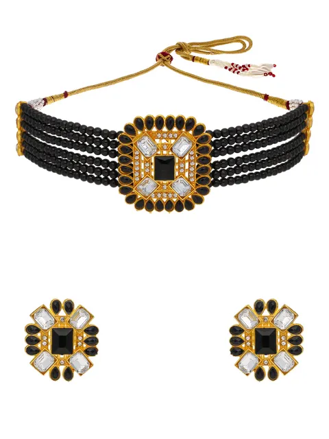 Traditional Choker Necklace Set in Gold finish - PSR80