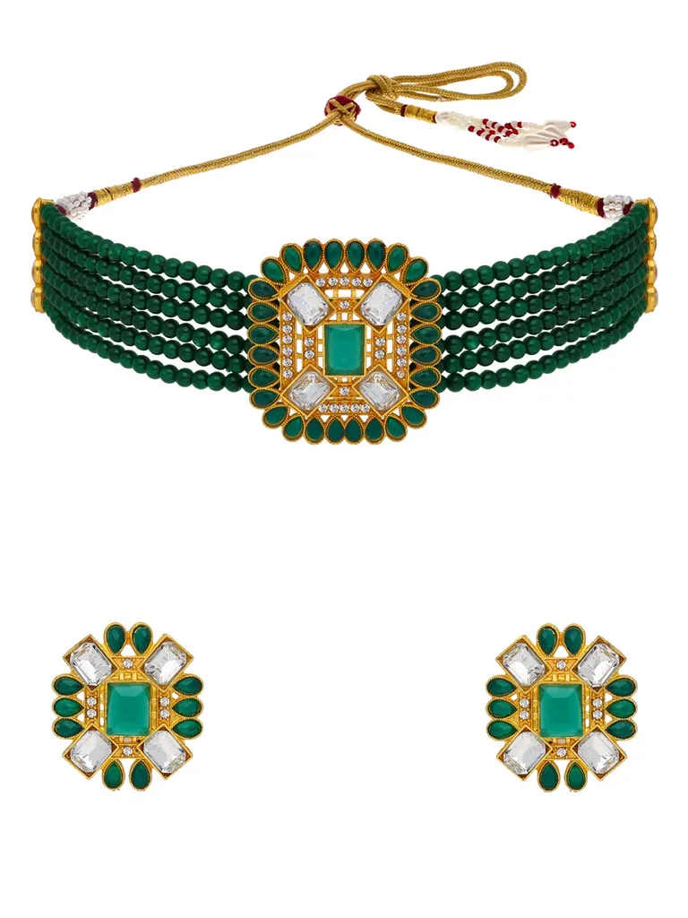 Traditional Choker Necklace Set in Gold finish - PSR84