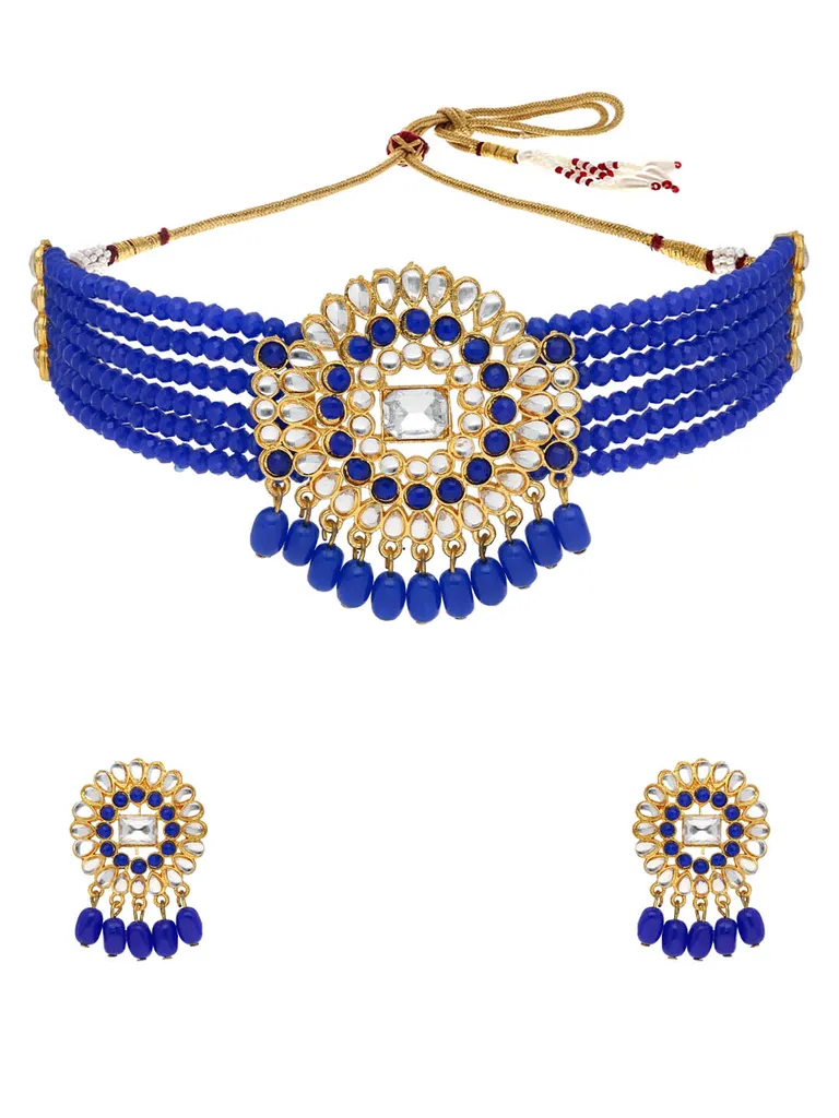 Kundan Choker Necklace Set in Gold finish - PSR87