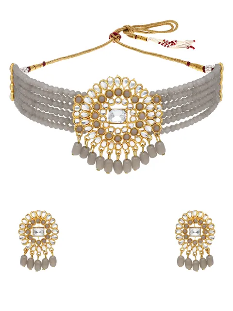 Kundan Choker Necklace Set in Gold finish - PSR90